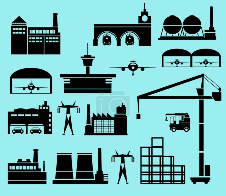 Illustration for Industrial city, vector illustration simple design - Royalty Free Image