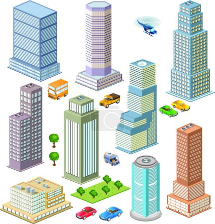 Illustration for Skyscrapers in isometric style, vector illustration simple design - Royalty Free Image
