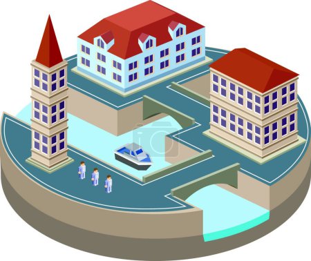 Ilustración de Ciudad isométrica, web simple ilustración - Imagen libre de derechos