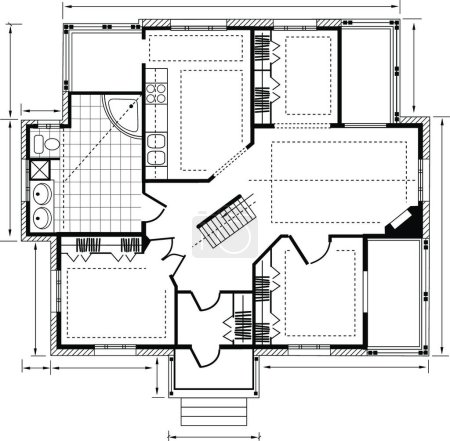 Ilustración de Casa de campo plano, vector ilustración diseño simple - Imagen libre de derechos