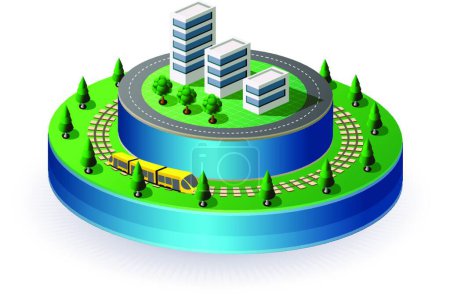 Illustration for "City on a round base" - Royalty Free Image