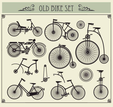 Téléchargez les illustrations : Vieux vélos, illustration vectorielle design simple - en licence libre de droit