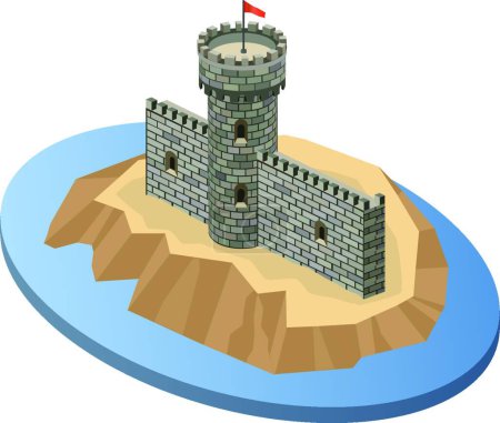 Illustration for Island with tower, vector illustration simple design - Royalty Free Image