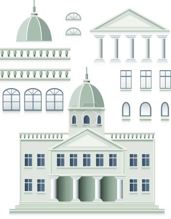 Illustration for Set of antique building, vector illustration simple design - Royalty Free Image