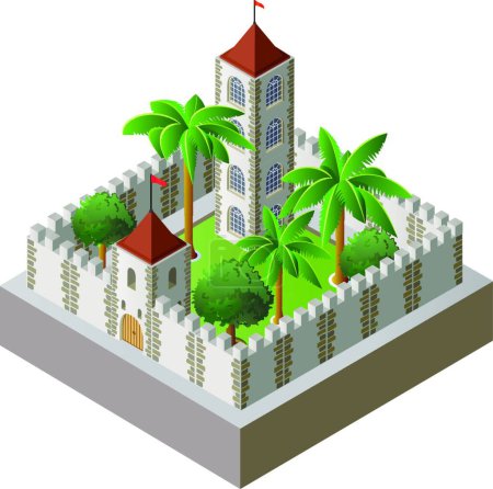 Illustration for Isometric fortress, vector illustration simple design - Royalty Free Image