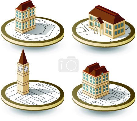 Téléchargez les illustrations : Vieilles maisons icône, illustration vectorielle design simple - en licence libre de droit