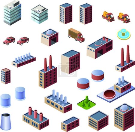 Ilustración de Edificios industriales 3d vector ilustración - Imagen libre de derechos