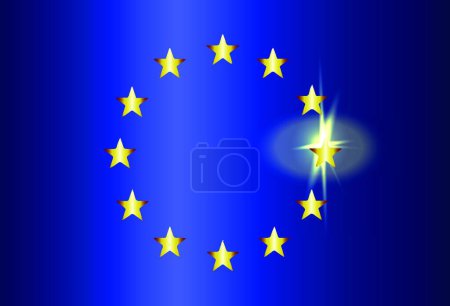 Téléchargez les illustrations : "Illustration vectorielle Drapeau lumineux de l'UE - en licence libre de droit