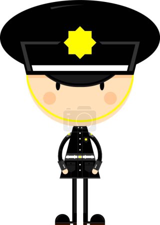 Téléchargez les illustrations : Dessin animé mignon policier, illustration vectorielle conception simple - en licence libre de droit