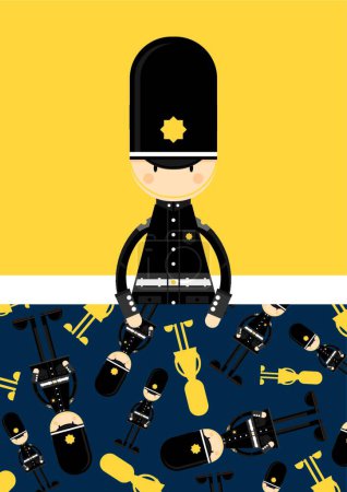 Téléchargez les illustrations : Dessin animé mignon policier, illustration vectorielle conception simple - en licence libre de droit