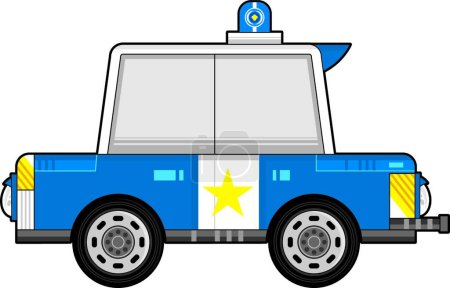 Ilustración de Coche de policía de dibujos animados, ilustración vectorial diseño simple - Imagen libre de derechos