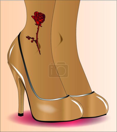 Illustration for Red Ankle Tattoo, vector illustration simple design - Royalty Free Image