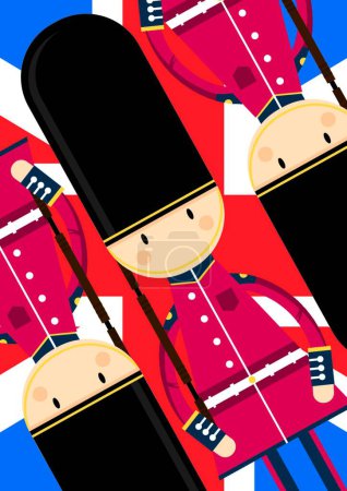 Téléchargez les illustrations : British Queens Guards Pattern, illustration vectorielle design simple - en licence libre de droit