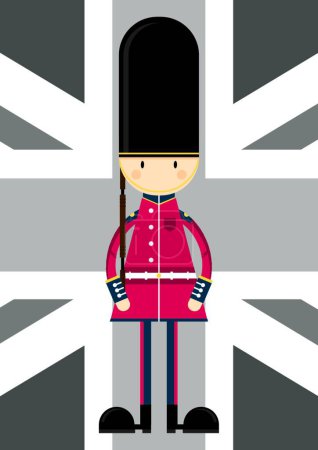 Téléchargez les illustrations : Dessin animé British Queens Guard, illustration vectorielle design simple - en licence libre de droit