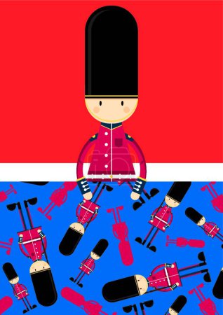 Téléchargez les illustrations : Dessin animé British Queens Guard, illustration vectorielle design simple - en licence libre de droit