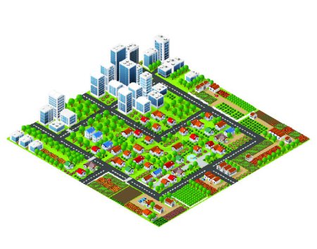 Illustration for Isometric perspective city, vector illustration simple design - Royalty Free Image