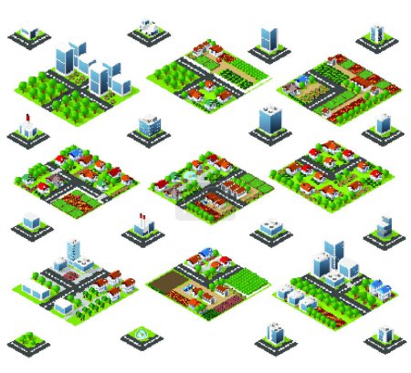 Illustration for Large kit metropolis, vector illustration simple design - Royalty Free Image