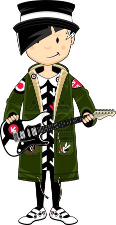Illustration for Cool Mod Girl with Guitar Illustration - Royalty Free Image