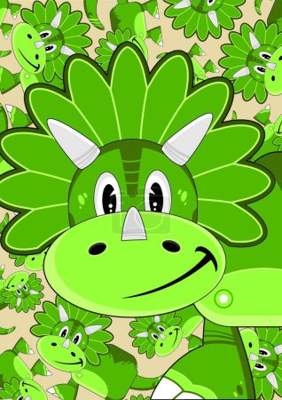 Illustration for Cute Cartoon Triceratops Dinosaur - Royalty Free Image