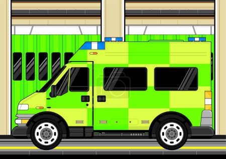 Ilustración de La ilustración de la ambulancia de la historieta, ilustración del vector diseño simple - Imagen libre de derechos