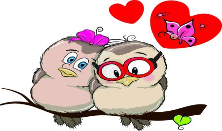 Téléchargez les illustrations : Oiseau amour moderne vecteur illustration - en licence libre de droit
