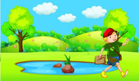 Photo for Boy in park modern vector illustration - Royalty Free Image