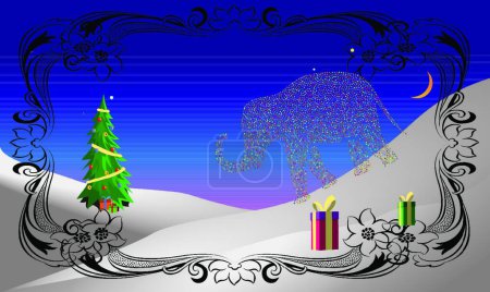 Téléchargez les illustrations : Illustration vectorielle moderne d'éléphant d'hiver - en licence libre de droit