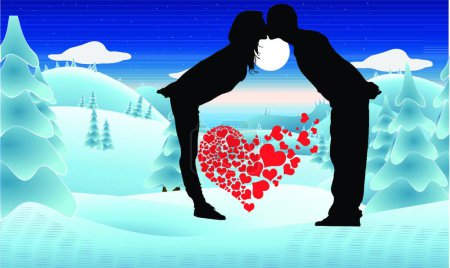 Téléchargez les illustrations : Couple amour illustration vectorielle moderne - en licence libre de droit