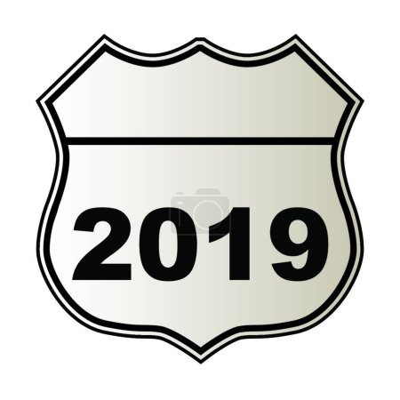 Téléchargez les illustrations : 2019 Highway Sign  vector illustration - en licence libre de droit