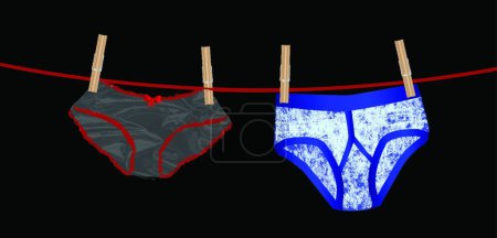 Illustration for "Washing  Line Day Undies" - Royalty Free Image
