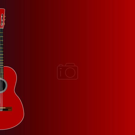 Ilustración de Guitarra acústica española Fondo rojo oscuro - Imagen libre de derechos