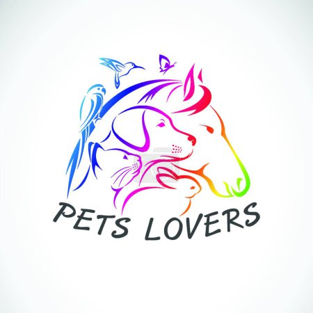 Illustration for "Vector group of pets - Horse, Dog, Cat, Humming bird, Parrot, Bu" - Royalty Free Image