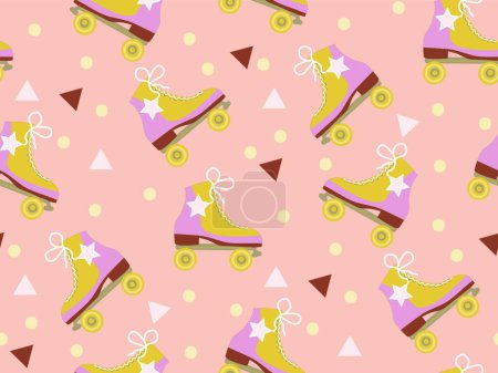 Illustration for "Retro roller skates pattern modern trendy hipster style. Background, endless repeating texture. Vector illustration" - Royalty Free Image