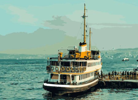 Photo pour City lines ferries at bosporus in istanbul - image libre de droit