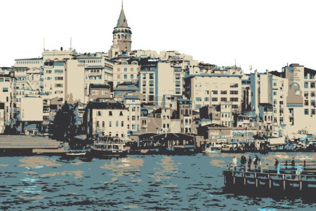 Illustration for Galata tower, the touristic symbol of istanbul - Royalty Free Image