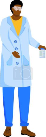 Ilustración de Scientist in lab coat with protection glasses flat vector illustration - Imagen libre de derechos