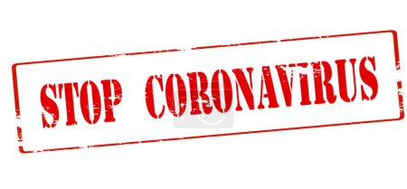 Téléchargez les illustrations : "Arrêter Coronavirus "texte dans le style timbre, estampillé sur fond blanc - en licence libre de droit