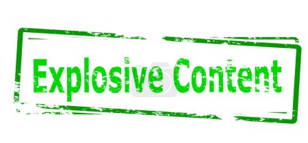 Illustration for "Explosive content" text in stamp style, stamped on white background - Royalty Free Image