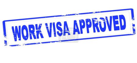 Illustration for "Work visa approved" text in stamp style, stamped on white background - Royalty Free Image