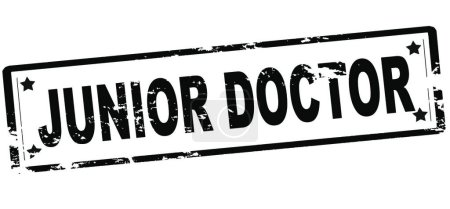 Illustration for "Junior doctor" text in stamp style, stamped on white background - Royalty Free Image