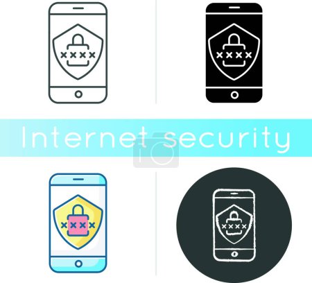 Téléchargez les illustrations : Icône de sécurité Smartphone, illustration vectorielle design simple - en licence libre de droit