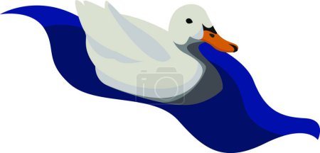 Illustration for "White duck in water, illustration, vector on white background" - Royalty Free Image