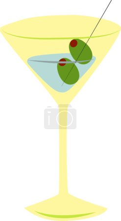 Illustration for Dry martini, illustration, vector on white background. - Royalty Free Image