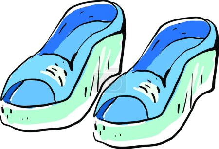 Illustration for "Blue sandals, illustration, vector on white background." - Royalty Free Image