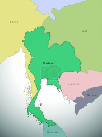Téléchargez les illustrations : "carte de thailand administrative, vecteur Illustration
 " - en licence libre de droit