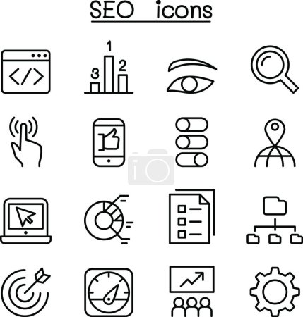 Ilustración de "Icono de SEO & Optimización en estilo de línea delgada
" - Imagen libre de derechos