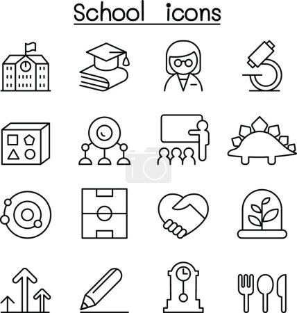 Illustration for "School & Education icon set in thin line style" - Royalty Free Image