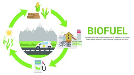 Téléchargez les illustrations : "Biofuel life cycle vector illustration" - en licence libre de droit
