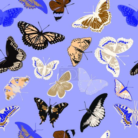 Illustration for "seamless pattern of realistic butterflies. vector illustration" - Royalty Free Image