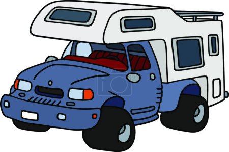 Téléchargez les illustrations : Le camping-car drôle, illustration vectorielle conception simple - en licence libre de droit